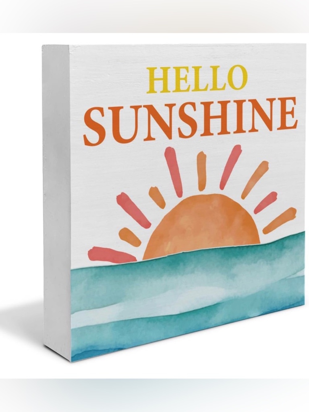 Hello Sunshine Wall Art - White, Orange, Yellow, Teal